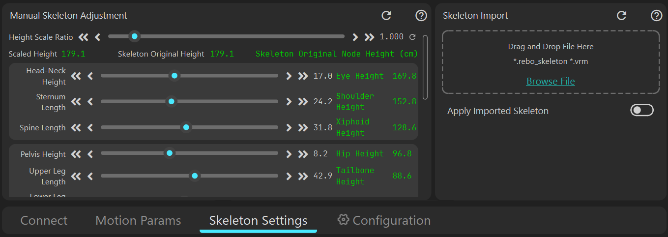 Skeleton Adjustment Panel Image