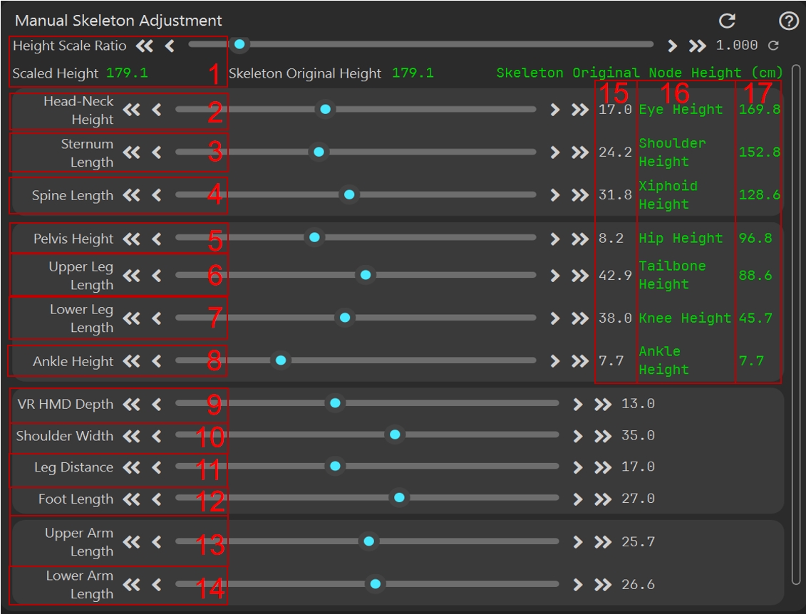 Manual Skeleton Adjustment Panel