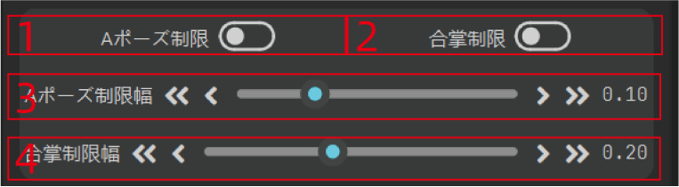 腕の制約パラメータ